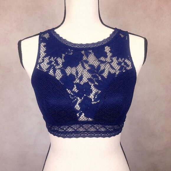 Victoria's Secret Blue Lace Bralette Top Size S - Picture 1 of 8